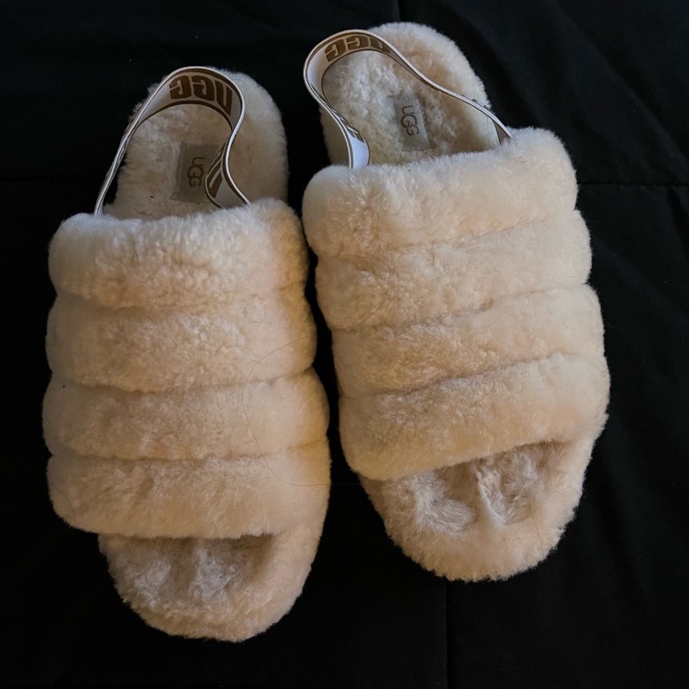 UGG Fluff Yeah Nude Slides Natural Sheepskin